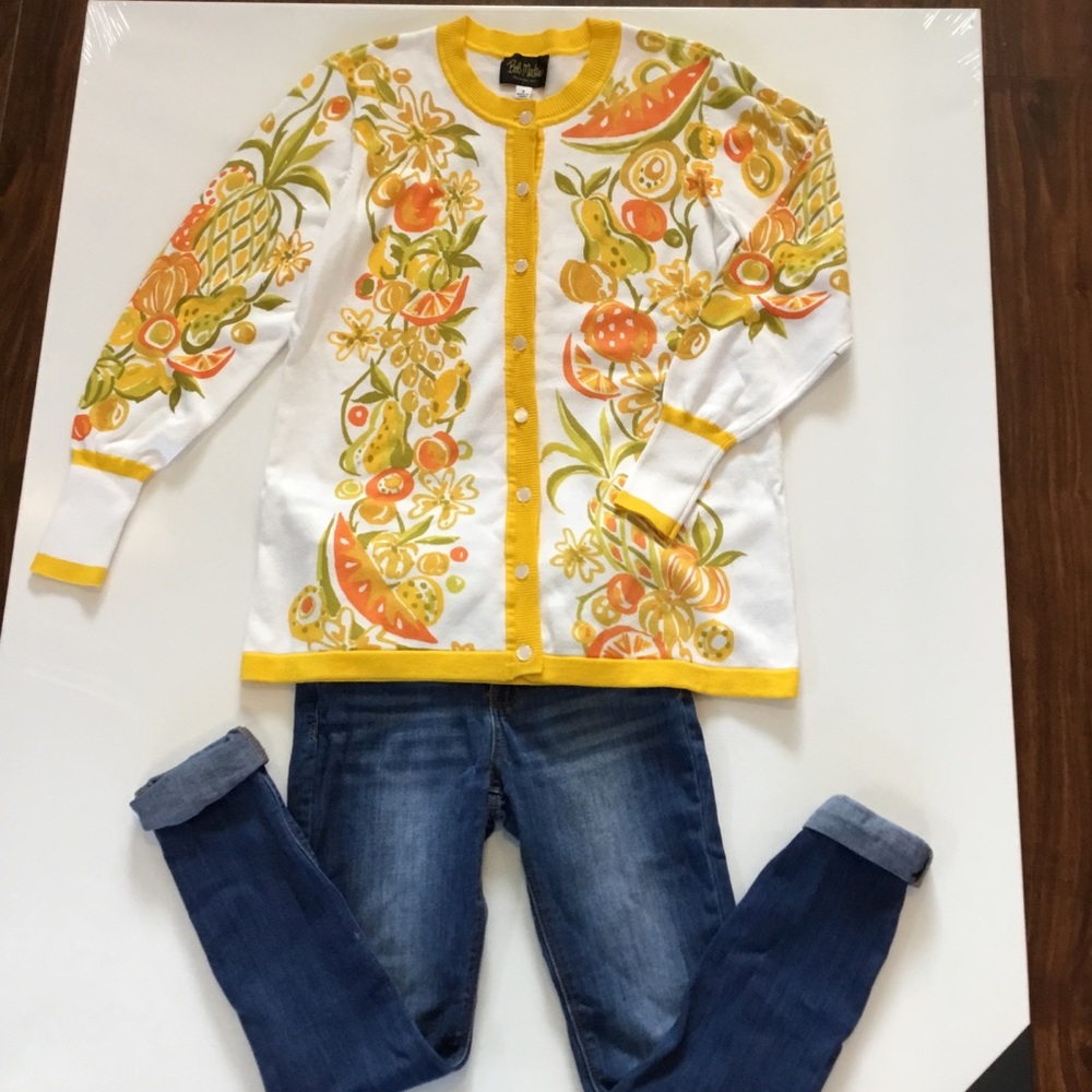 Bob Mackie Multi Print Fruit Cardigan